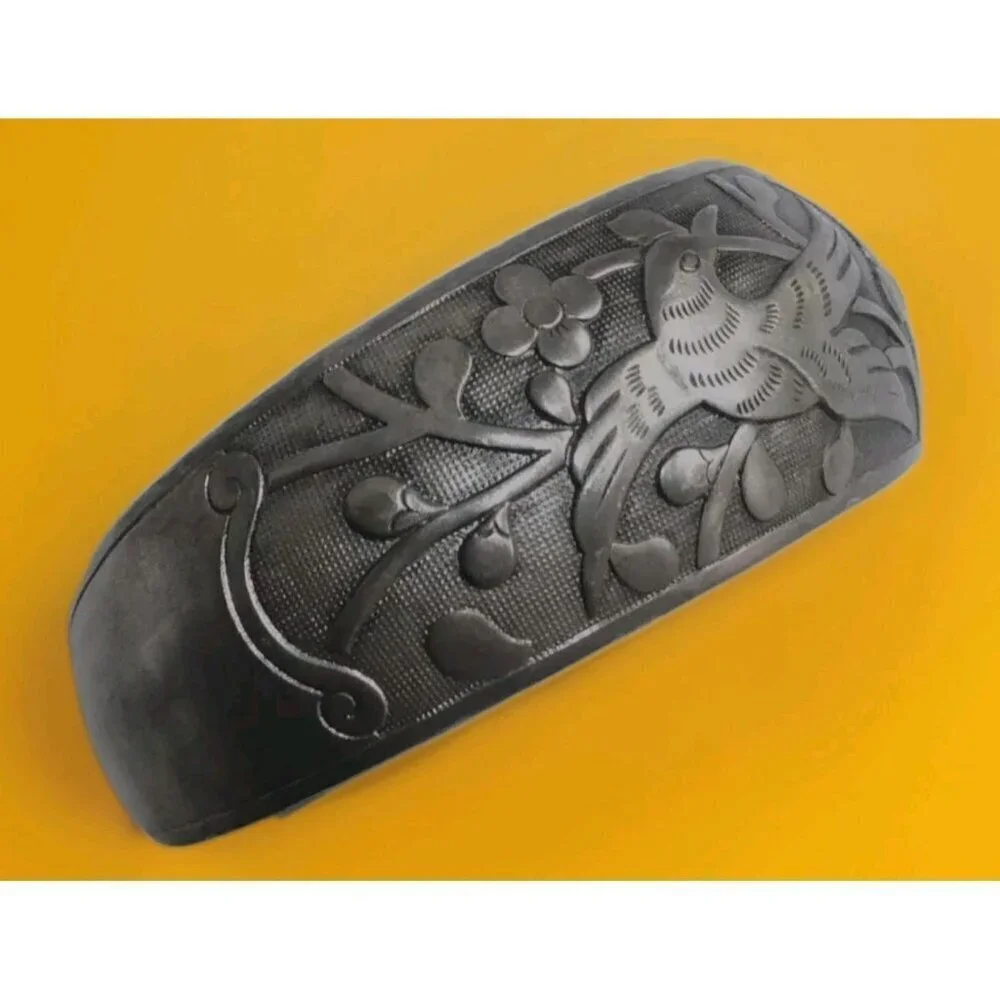 Ethnic‎ Chinese Sterling silver Cuff Bracelet Birds & Flowers